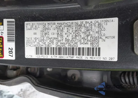 2013 Toyota Tacoma Base V6 from USA, damaged, VIN 3TMLU4EN2DM133021